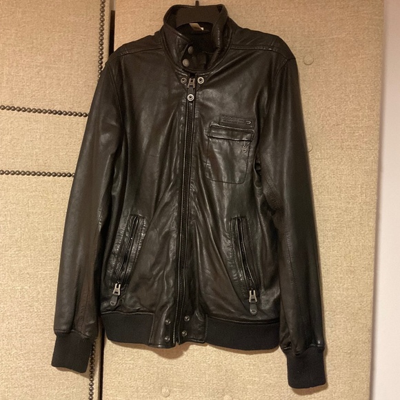 Diesel Leather Biker Jacket Black - Picture 1 of 4